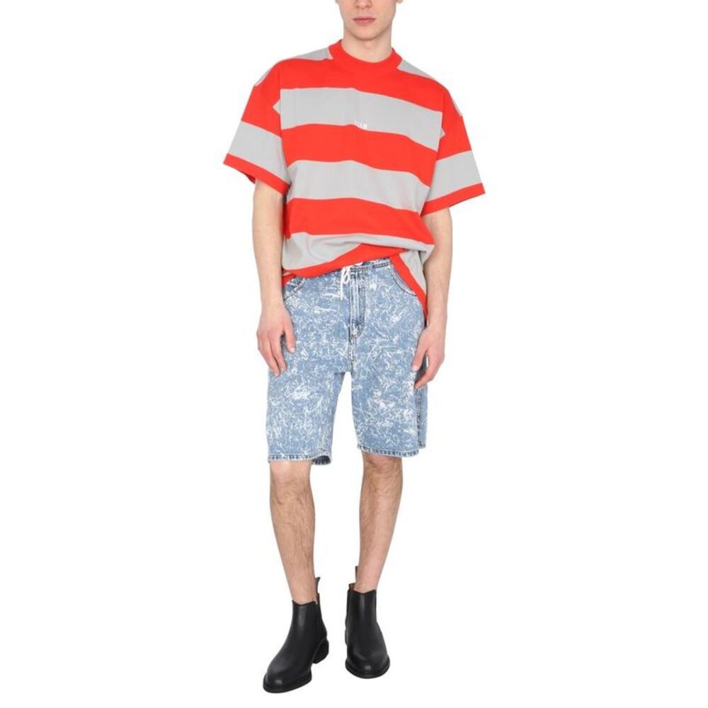 MSGM Striped Cotton T-Shirt Men RED T-Shirts